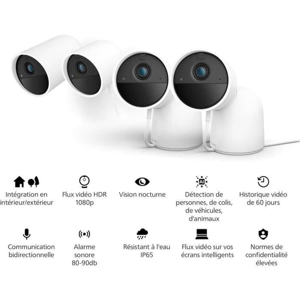 Philips Hue Secure Wired Camera - HD 1080P - Indendørs eller udendørs - Styring med én app - Hvid