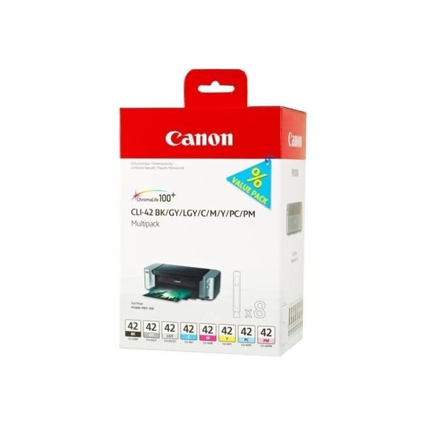 CLI-42 8inks blækpatron - CANON - Sort og farve - Standardkapacitet - multipakke med 8 blækpatroner