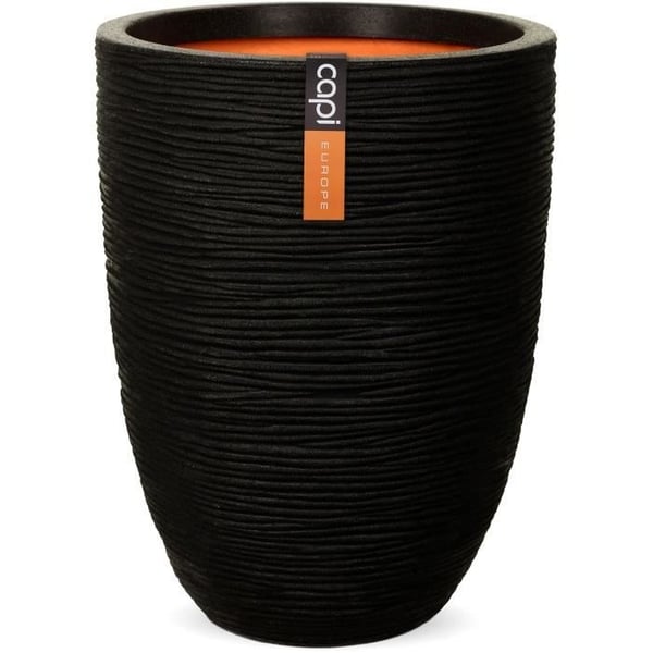 CAPI EUROPE Elegant lav vase RIB NL - 46x58 cm - Sort
