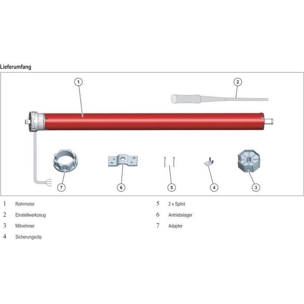 Kabelforbundet rullejalousiemotor RM10MM SUPERROLLO - SR20215 - Diameter 60 mm - 10 Nm - Maks. gardinvægt 22 kg