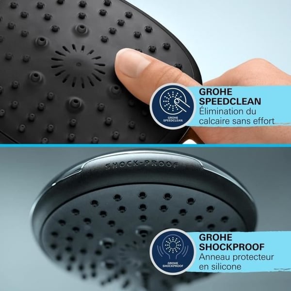 Brusesæt med 2 dyser, 60 cm stang, fleksibel slange og hylde - GROHE Vitalio Start 110 26952001 - Vandbesparende - Krom