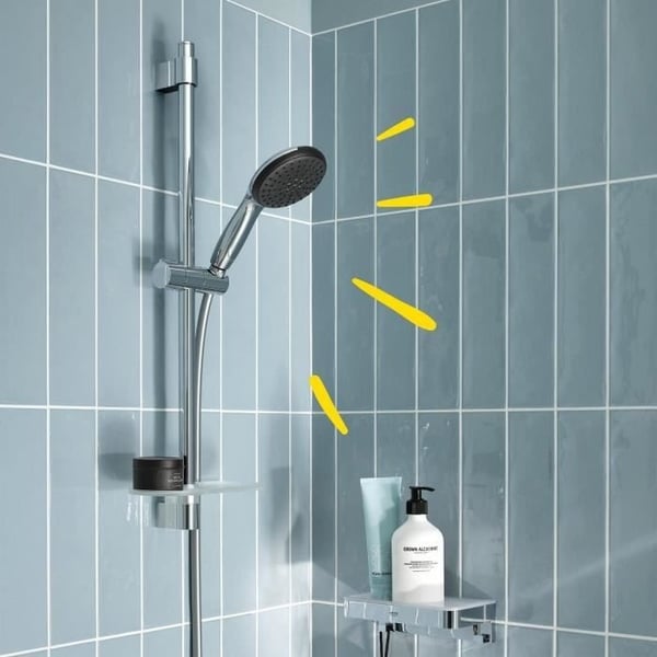Brusesæt med 2 dyser, 60 cm stang, fleksibel slange og hylde - GROHE Vitalio Start 110 26952001 - Vandbesparende - Krom
