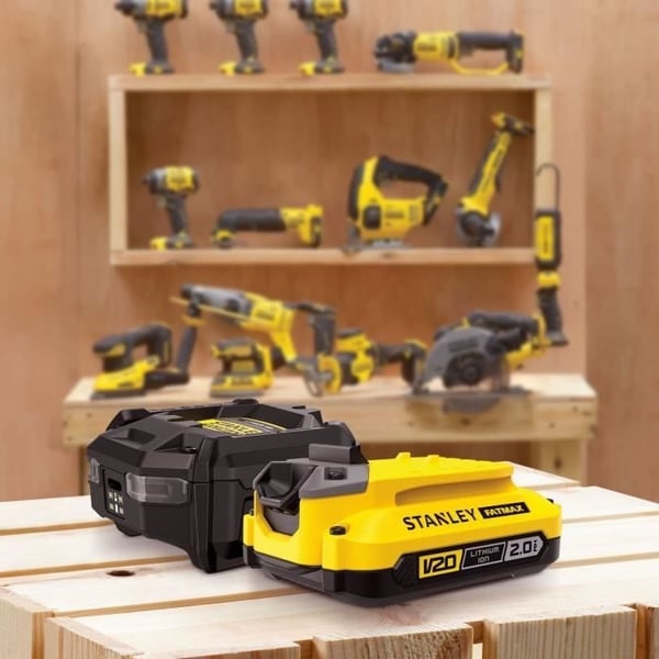 Starter Kit - STANLEY FATMAX V20 - SFMCB10D1-QW - 1.25A oplader + 1 18V 2Ah batteri