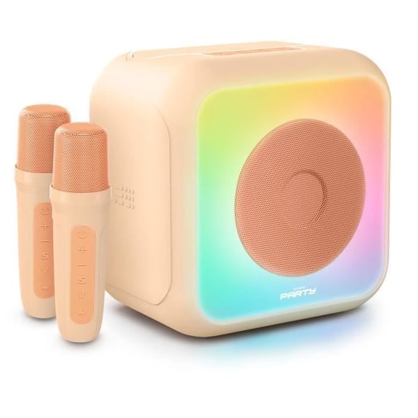 BIGBEN Valaiseva Karaoke Kaiutin - Kalastus - Bluetooth - 30W - 2 USB-C Langatonta Mikrofonia - Taajuuskorjain - Litiumioniakku