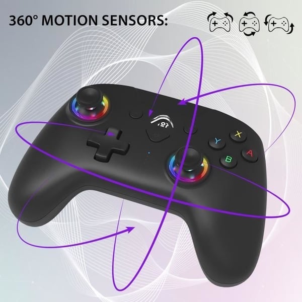 Trådlös kontroll - SUBSONIC - Switch 2 / Switch - Programmerbara lysdioder - Vibrationer - Gyroskop - Svart