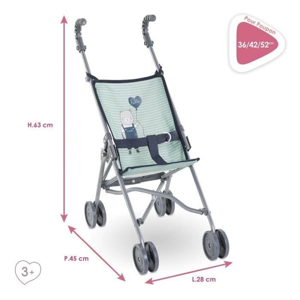 Paraplyvagn - COROLLE - Sage - Lätt - Hopfällbar - För dockor 36/52 cm