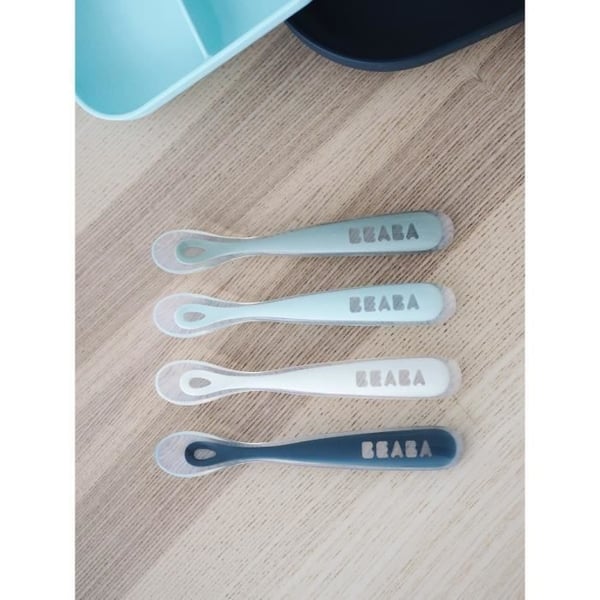 BEABA Silikone Babyskeer - Sæt med 4 - Bløde og Ergonomiske - Storm