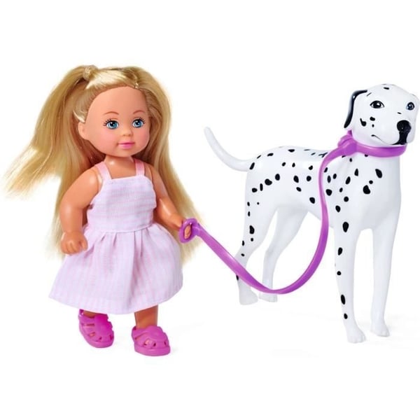 Steffi Love Dalmatinerdukke + Evi Love - 2 dukker 29 og 12 cm - 2 dalmatinerfigurer - Evi-scooter - Fra 3 år