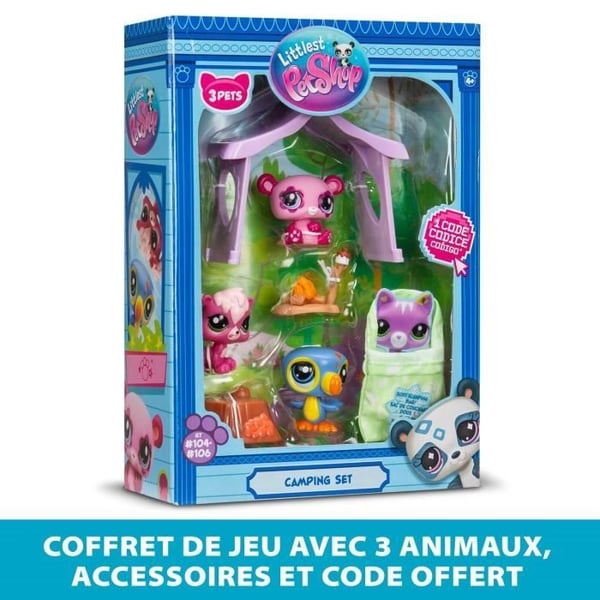 Pak et tema 3 kæledyr - BANDAI - Littlest Pet Shop Camping - Dyr og tilbehør