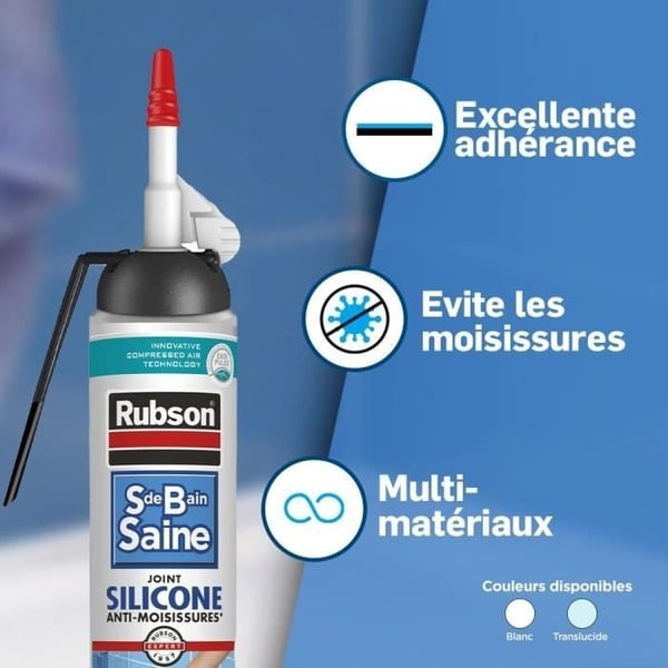 Saniteettitiiviste - RUBSON - 2716027 - Sauma - Helppo - Terveellinen kylpyhuone - Tiiviste - Läpikuultava - 200ml