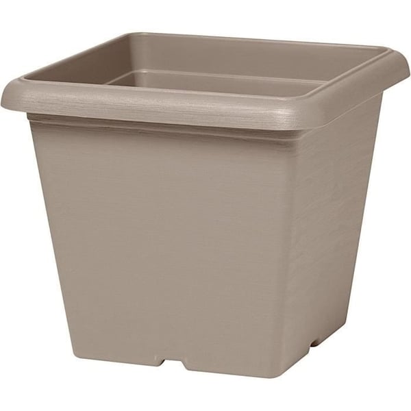 Firkantet urtepotte - GARDEN ID - Teramo Taupe - 40 x 35 cm - Ridsefast - Stenlook - Med huller