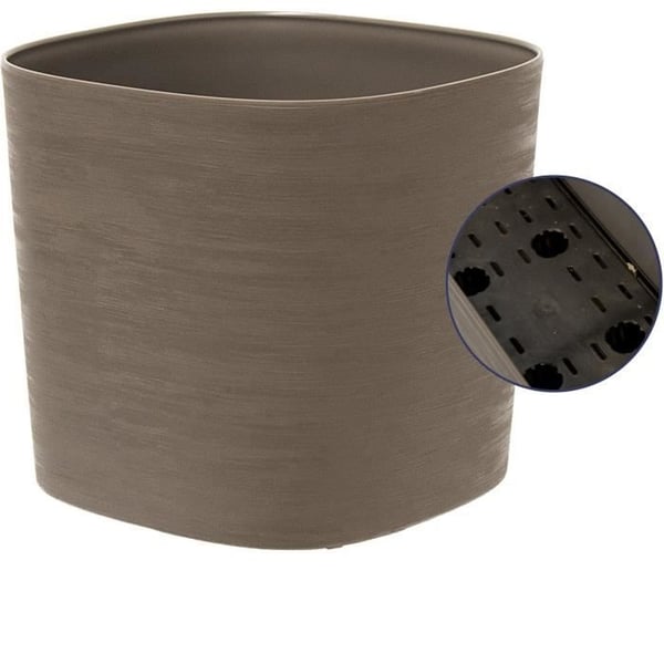 Potte med vandreserve - GARDEN ID Respect - Taupe 25 x 25 cm - 100% husholdningsaffald - 100% genanvendelig - Struktureret overflade.