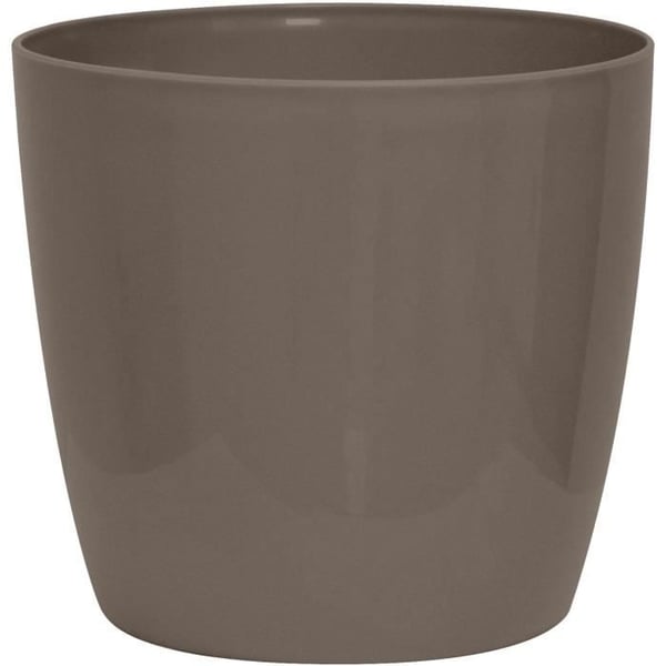 Skinnende plantekasse - GARDEN ID - Skinnende taupe med hjul - 30 x 27 cm - Keramisk look - Vandtæt - Nem at flytte