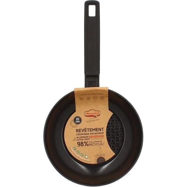 Stegepande - MENASTYL - 6020635 - Smedet aluminium - 20 cm - Sort - Velegnet til alle kogeplader inklusive induktion