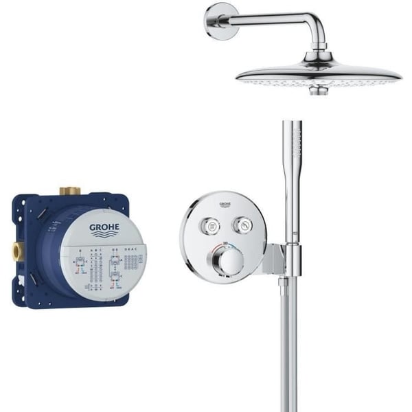 Inbyggt duschset - Alla stråltyper - Termostatblandare - GROHE - 34878000 - Grå