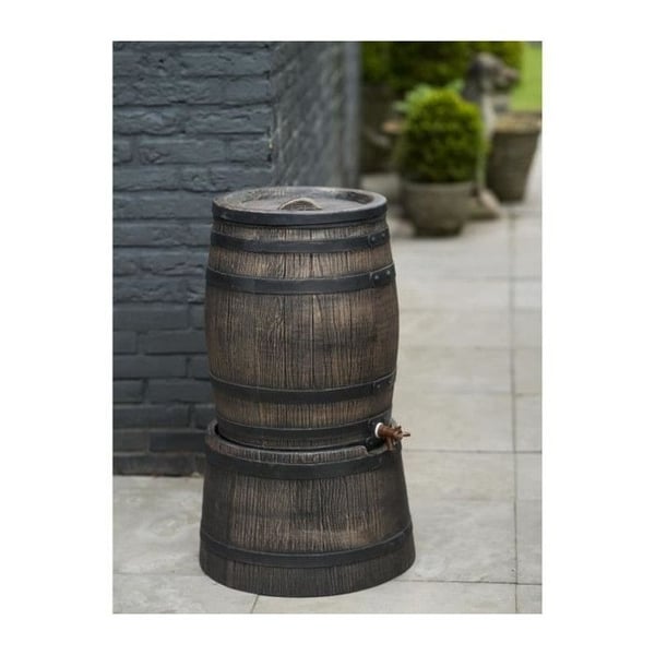 Vandopsamler - NATURE - Regnvandstønde med trælook - Kapacitet 120L - Brun - 50,5x66 cm