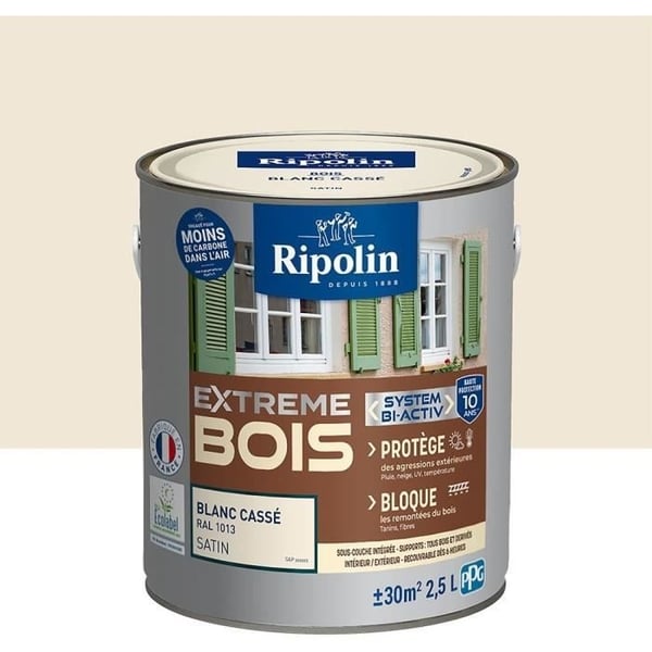 Ekstrem træmaling - Off-white RAL 1013 satin - RIPOLIN - 2,5 L