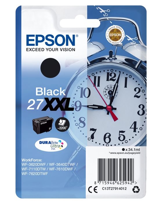 EPSON 27 XXL sort blækpatron - meget høj kapacitet 34,1 ml