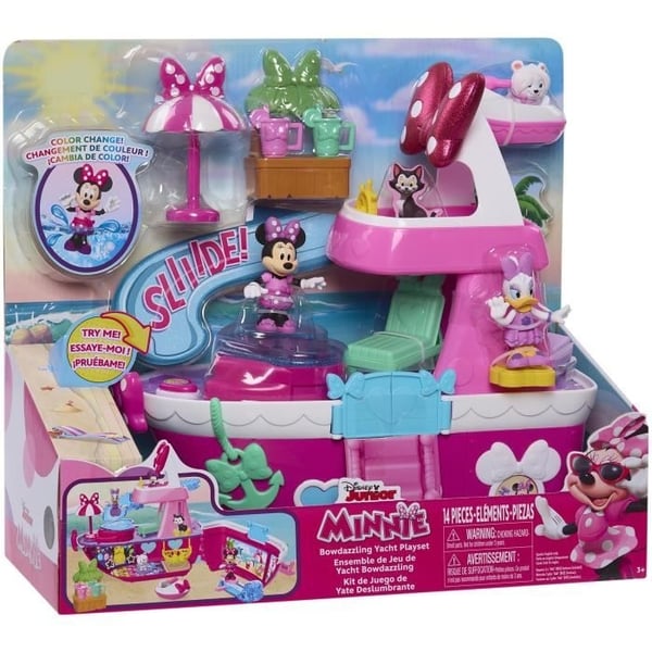 Interaktivt legetøj - DISNEY MINNIE MOUSE - Minnies Yacht - Yacht med 14 tilbehør, pusletøj og pool