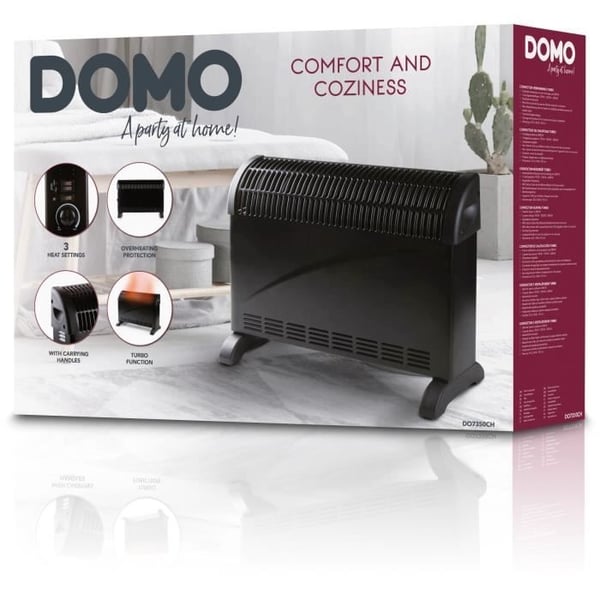 Turbo varmekonvektor - 2000 W - DOMO - DO7350CH - 52,5 x 38,8 x 19,5 cm - Sort