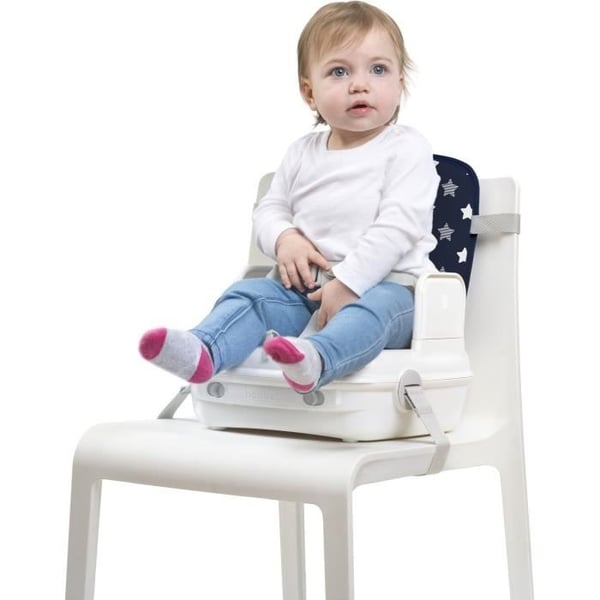 Babysæde til spisebord - BENBAT - Bærbar og vaskbar - Nem at folde sammen - Justerbar sikkerhedssele - Marineblå
