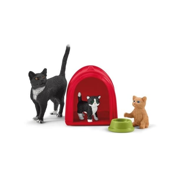 Schleich 42501 Farm World yndig kattelegesæt, dyrefigurer med katte, til børn fra 3 år