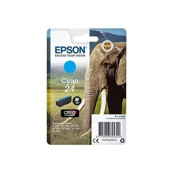 EPSON T2422 Cyan blækpatron - Elephant (C13T24224012)
