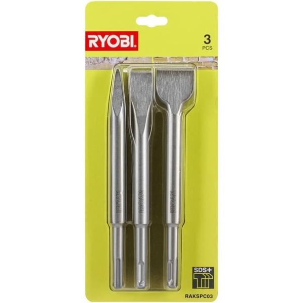 RYOBI - 3 SDS+ mejselsæt (1 spids, 2 flad) - RAKSPC03