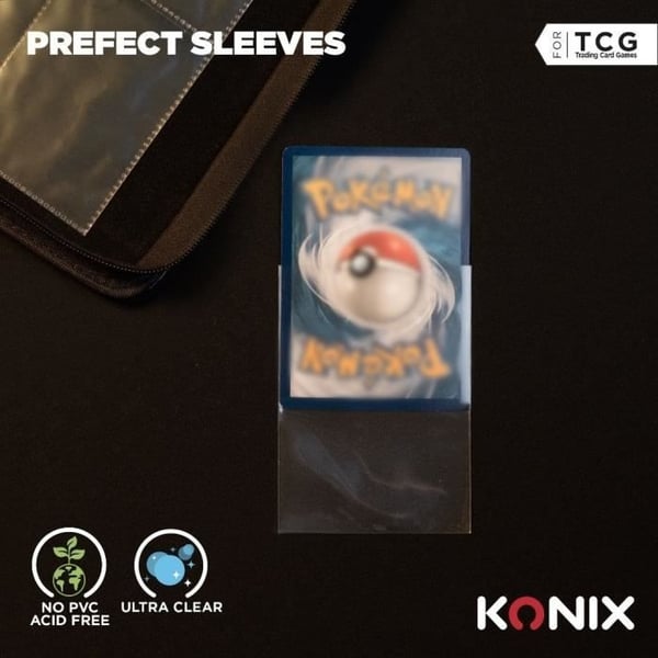 Kortlommer - KONIX - Perfekte ærmer - 100 lommer - Kompatibel med Magic The Gathering, Pokémon - Transparent