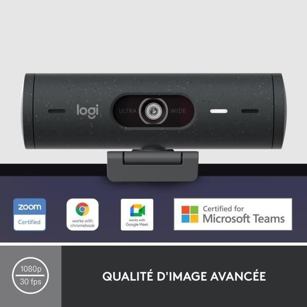 Logitech Brio 500 HD Webcam med dobbelte støjreducerende mikrofoner - Grafit