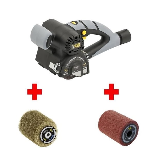 FARTOOLS PACK REX80 KOMPAKT RENOVERINGSMASKINET + MESSINGBØRSTE + + SYNTETISK FIBERBØRSTE