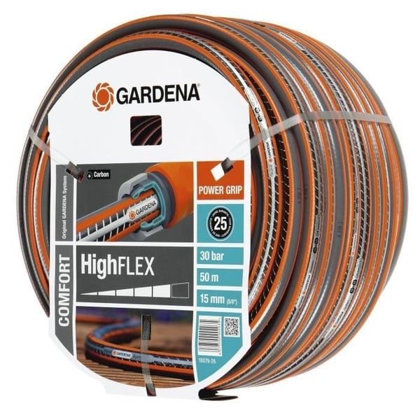 GARDENA Comfort HighFlex trädgårdsslang – Längd 50 m – Ø15 mm – Kvistfri och formstabil – 20 års garanti (18079-26)