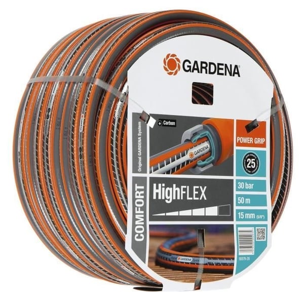 GARDENA Comfort HighFlex trädgårdsslang – Längd 50 m – Ø15 mm – Kvistfri och formstabil – 20 års garanti (18079-26)