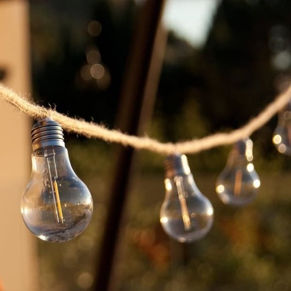 Solcellelyskæde - LUMISKY - FANTASY CORD SOLAR - 7,50 m - Reb 10 transparente pærer - Varm hvid LED