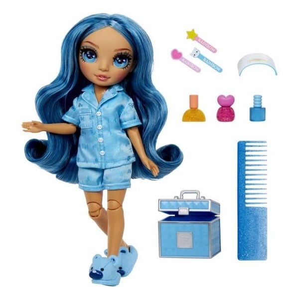 Pyjamasfest til junior high school - 22 cm leddelt modedukke - Skyler (blå) - Mange tilbehør - Fra 4 år