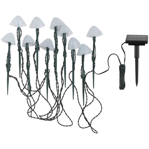 10 mini solcelledrevne lysende svampe til at stikke i - LUMISKY - CHAMPY - 3,8 m - Stimarkering - Varm hvid LED