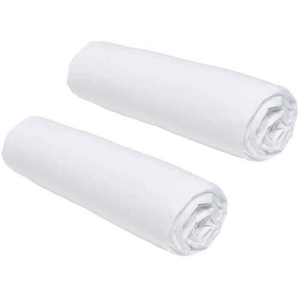 Sæt med 2 TODAY Essential-lagner - 90 x 190 cm - 1 person - 100% bomuld - Kridt