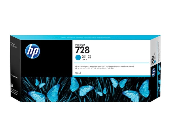 HP 728 300 ml:n syaani DesignJet-mustekasetti