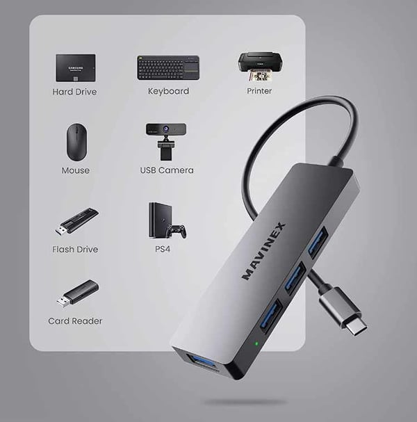 USB C Hub SuperSpeed - 4 porttia