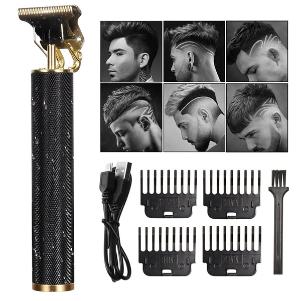 Hiusten- ja parranleikkuri Deluxe Kit + ilmainen kampaamo esiliina - Musta