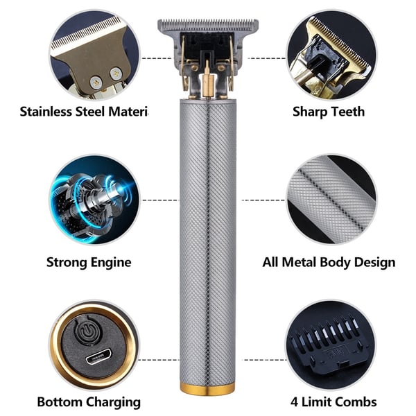 Hår & Skäggtrimmer Deluxe Kit + Gratis rakförkläde - Silver