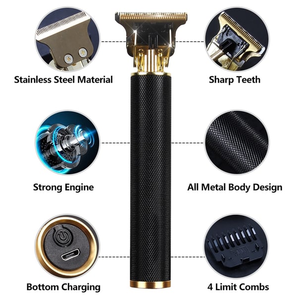 Hair & Beard Trimmer Deluxe Kit + ilmainen parranajosetti - musta