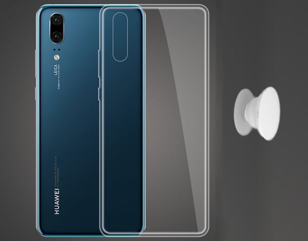 Huawei P20 Pro Shell &amp; Finger Holder - Suojaa ja mukavuutta - Valkoinen