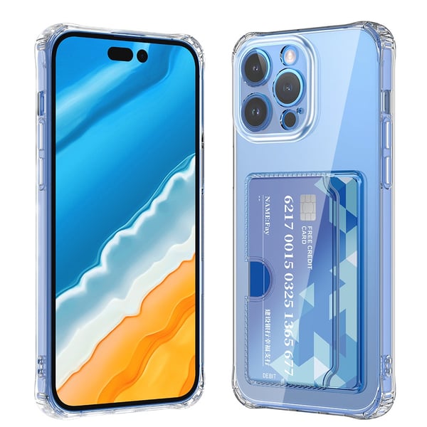 iPhone 15 Pro Max Transparent Skal med Sid-Korthållare - Hållbart och Lätt
