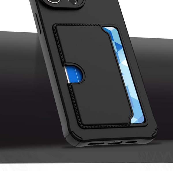 Samsung Galaxy S23 Plus suojakuori - mikrokuituinen silikonikorttikotelo, musta