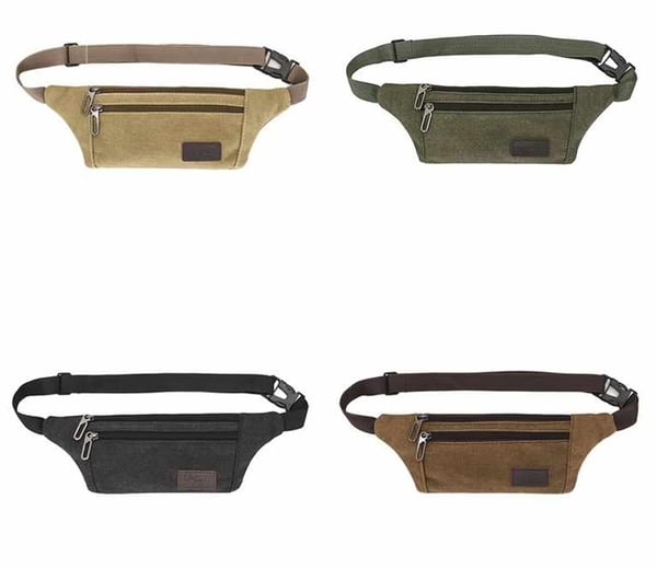 Vyötärölaukku - 3 osastoa Canvas säädettävä