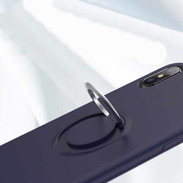 iPhone XS Max suojakuori - Mikrokuituinen silikoni, jossa on renkaanpidike