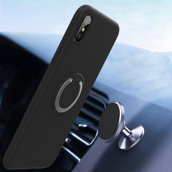 iPhone XS Max suojakuori - Mikrokuituinen silikoni, jossa on renkaanpidike