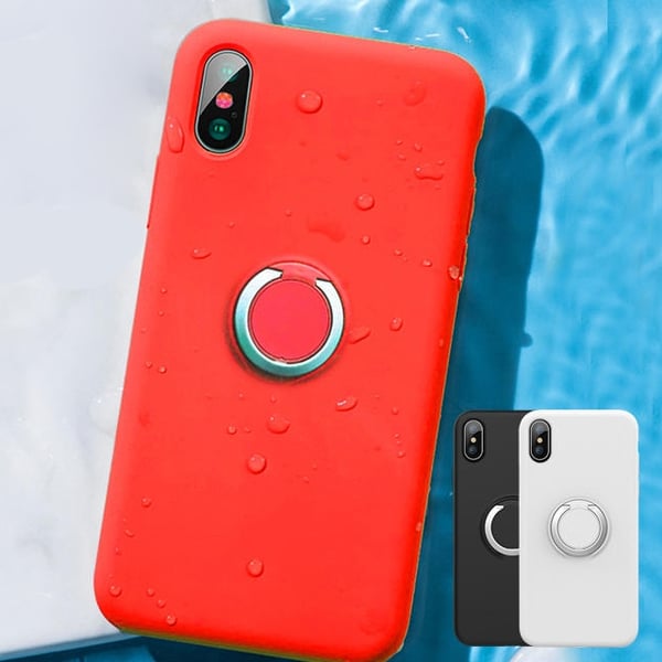 iPhone XS Max suojakuori - Mikrokuituinen silikoni, jossa on renkaanpidike
