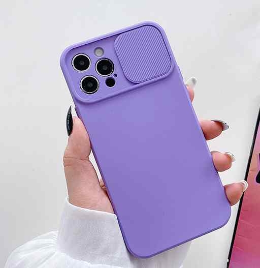 iPhone 12 Pro -kotelo - Mikrokuituinen silikoni, jossa on kameran objektiivin suojus